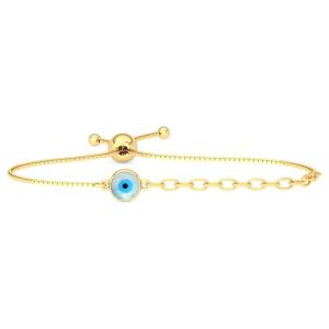 Clara 925 Pure Silver Golden Evil Eye Hand Bracelet