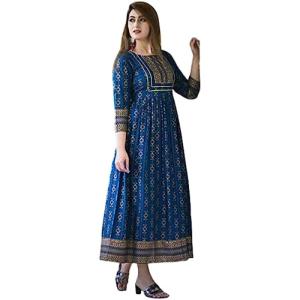 Printed Viscose Rayon Anarkali Kurta  (Blue)